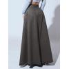 imageCHARTOU High Waisted Maxi Denim Skirt Women Elegant Pleated Button Up Patchwork Flowy Long Jean SkirtsGrey