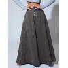imageCHARTOU High Waisted Maxi Denim Skirt Women Elegant Pleated Button Up Patchwork Flowy Long Jean SkirtsGrey