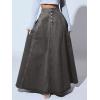 imageCHARTOU High Waisted Maxi Denim Skirt Women Elegant Pleated Button Up Patchwork Flowy Long Jean SkirtsGrey