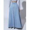 imageCHARTOU High Waisted Maxi Denim Skirt Women Elegant Pleated Button Up Patchwork Flowy Long Jean SkirtsLight Blue