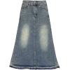 imageCHARTOU Petite Skirt for Women Jean Skirt Long Maxi Denim Skirt High Waisted Distressed Frayed A Line SkirtBlue