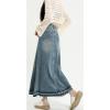 imageCHARTOU Petite Skirt for Women Jean Skirt Long Maxi Denim Skirt High Waisted Distressed Frayed A Line SkirtBlue