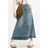 imageCHARTOU Petite Skirt for Women Jean Skirt Long Maxi Denim Skirt High Waisted Distressed Frayed A Line SkirtBlue
