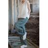 imageCHARTOU Vintage Cotton Linen Pants Women Wide Leg Pants Palazzo Pants Summer Lantern Beach PantsBlue Green