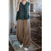 imageCHARTOU Vintage Cotton Linen Pants Women Wide Leg Pants Palazzo Pants Summer Lantern Beach PantsBrown