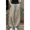 imageCHARTOU Vintage Cotton Linen Pants Women Wide Leg Pants Palazzo Pants Summer Lantern Beach PantsKhaki Grey