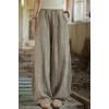 imageCHARTOU Vintage Cotton Linen Pants Women Wide Leg Pants Palazzo Pants Summer Lantern Beach PantsKhaki Grey