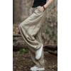 imageCHARTOU Vintage Cotton Linen Pants Women Wide Leg Pants Palazzo Pants Summer Lantern Beach PantsKhaki Grey
