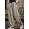 imageCHARTOU Vintage Cotton Linen Pants Women Wide Leg Pants Palazzo Pants Summer Lantern Beach PantsKhaki Grey
