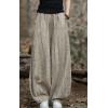 imageCHARTOU Vintage Cotton Linen Pants Women Wide Leg Pants Palazzo Pants Summer Lantern Beach PantsKhaki Grey