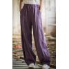 imageCHARTOU Vintage Cotton Linen Pants Women Wide Leg Pants Palazzo Pants Summer Lantern Beach PantsPurple