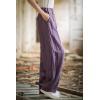 imageCHARTOU Vintage Cotton Linen Pants Women Wide Leg Pants Palazzo Pants Summer Lantern Beach PantsPurple