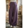 imageCHARTOU Vintage Cotton Linen Pants Women Wide Leg Pants Palazzo Pants Summer Lantern Beach PantsPurple