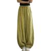 imageCHARTOU Vintage Cotton Linen Pants Women Wide Leg Pants Palazzo Pants Summer Lantern Beach PantsYellow