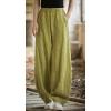 imageCHARTOU Vintage Cotton Linen Pants Women Wide Leg Pants Palazzo Pants Summer Lantern Beach PantsYellow