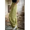 imageCHARTOU Vintage Cotton Linen Pants Women Wide Leg Pants Palazzo Pants Summer Lantern Beach PantsYellow