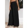 imageCHARTOU Wide Leg Palazzo Pants for Women Flowy Beach Pants Flared Elastic High Waisted Trousers DrawstringBlack
