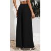 imageCHARTOU Wide Leg Palazzo Pants for Women Flowy Beach Pants Flared Elastic High Waisted Trousers DrawstringBlack