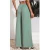 imageCHARTOU Wide Leg Palazzo Pants for Women Flowy Beach Pants Flared Elastic High Waisted Trousers DrawstringGreen