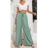 imageCHARTOU Wide Leg Palazzo Pants for Women Flowy Beach Pants Flared Elastic High Waisted Trousers DrawstringGreen