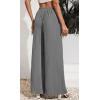 imageCHARTOU Wide Leg Palazzo Pants for Women Flowy Beach Pants Flared Elastic High Waisted Trousers DrawstringGrey