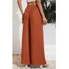 imageCHARTOU Wide Leg Palazzo Pants for Women Flowy Beach Pants Flared Elastic High Waisted Trousers DrawstringOrange Red