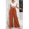 imageCHARTOU Wide Leg Palazzo Pants for Women Flowy Beach Pants Flared Elastic High Waisted Trousers DrawstringOrange Red