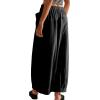 imageCHARTOU Women Baggy Parachute Skirt Comfy Casual Cotton Y2k Cargo Maxi Long SkirtBlack