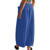 imageCHARTOU Women Baggy Parachute Skirt Comfy Casual Cotton Y2k Cargo Maxi Long SkirtBlue