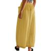 imageCHARTOU Women Baggy Parachute Skirt Comfy Casual Cotton Y2k Cargo Maxi Long SkirtYellow