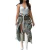 imageCHARTOU Women Camouflage Skirt Camo Maxi Pencil Skirt Bodycon Button Slit Cargo Skirt with PocketArmy Green