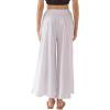 imageCHARTOU Women Comfy Cotton Pants Summer Boho Flowy Wide Leg Palazzo Lounge PantsWhite