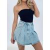 imageCHARTOU Women Denim Mini Skirt Y2k Preppy Style Pleated A Line Short Jean SkirtBlue