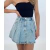 imageCHARTOU Women Denim Mini Skirt Y2k Preppy Style Pleated A Line Short Jean SkirtBlue