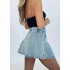 imageCHARTOU Women Denim Mini Skirt Y2k Preppy Style Pleated A Line Short Jean SkirtBlue