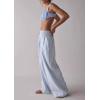 imageCHARTOU Women Gingham High Waist Smocked Palazzo Pants Baggy Wide Leg Pants Flowy Pleated Beach TrouserBlue