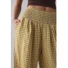 imageCHARTOU Women Gingham High Waist Smocked Palazzo Pants Baggy Wide Leg Pants Flowy Pleated Beach TrouserYellow