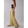 imageCHARTOU Women Gingham High Waist Smocked Palazzo Pants Baggy Wide Leg Pants Flowy Pleated Beach TrouserYellow