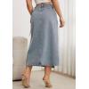 imageCHARTOU Women High Waist Tie Side Denim Wrap Skirt Long Asymmetrical A Line Jean Skirt with SlitBlue