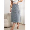 imageCHARTOU Women High Waist Tie Side Denim Wrap Skirt Long Asymmetrical A Line Jean Skirt with SlitBlue