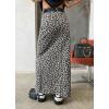 imageCHARTOU Women Leopard Denim Maxi Skirt 2025 Summer High Waisted Front Slit Cheetah Print Long Jean SkirtGrey