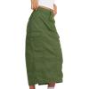 imageCHARTOU Women Long Denim Jean Skirt Mid Long Cargo Skirt Y2k Casual Denim Pencil Midi Skirt with PocketsGreen