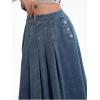 imageCHARTOU Women Pleated Denim Skirt Long Jean Skirt Flowy Elastic Waist Denim Maxi Ruffle Skirt Flare A Line SkirtDark Blue