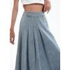 imageCHARTOU Women Pleated Denim Skirt Long Jean Skirt Flowy Elastic Waist Denim Maxi Ruffle Skirt Flare A Line SkirtLight Blue