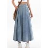 imageCHARTOU Women Pleated Denim Skirt Long Jean Skirt Flowy Elastic Waist Denim Maxi Ruffle Skirt Flare A Line SkirtLight Blue