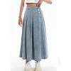 imageCHARTOU Women Pleated Denim Skirt Long Jean Skirt Flowy Elastic Waist Denim Maxi Ruffle Skirt Flare A Line SkirtLight Blue