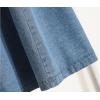 imageCHARTOU Women Pleated Jean Skirt Elastic High Waisted Midi Denim Skirt Flare A Line Skirt Ruffle Long Summer SkirtBlue