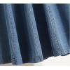 imageCHARTOU Women Pleated Jean Skirt Elastic High Waisted Midi Denim Skirt Flare A Line Skirt Ruffle Long Summer SkirtBlue