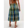imageCHARTOU Women Summer Plaid Culotte Baggy Capri Pants High Rise Wide Leg Gingham Pants Beach Palazzo TrouserGreen