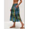 imageCHARTOU Women Summer Plaid Culotte Baggy Capri Pants High Rise Wide Leg Gingham Pants Beach Palazzo TrouserGreen
